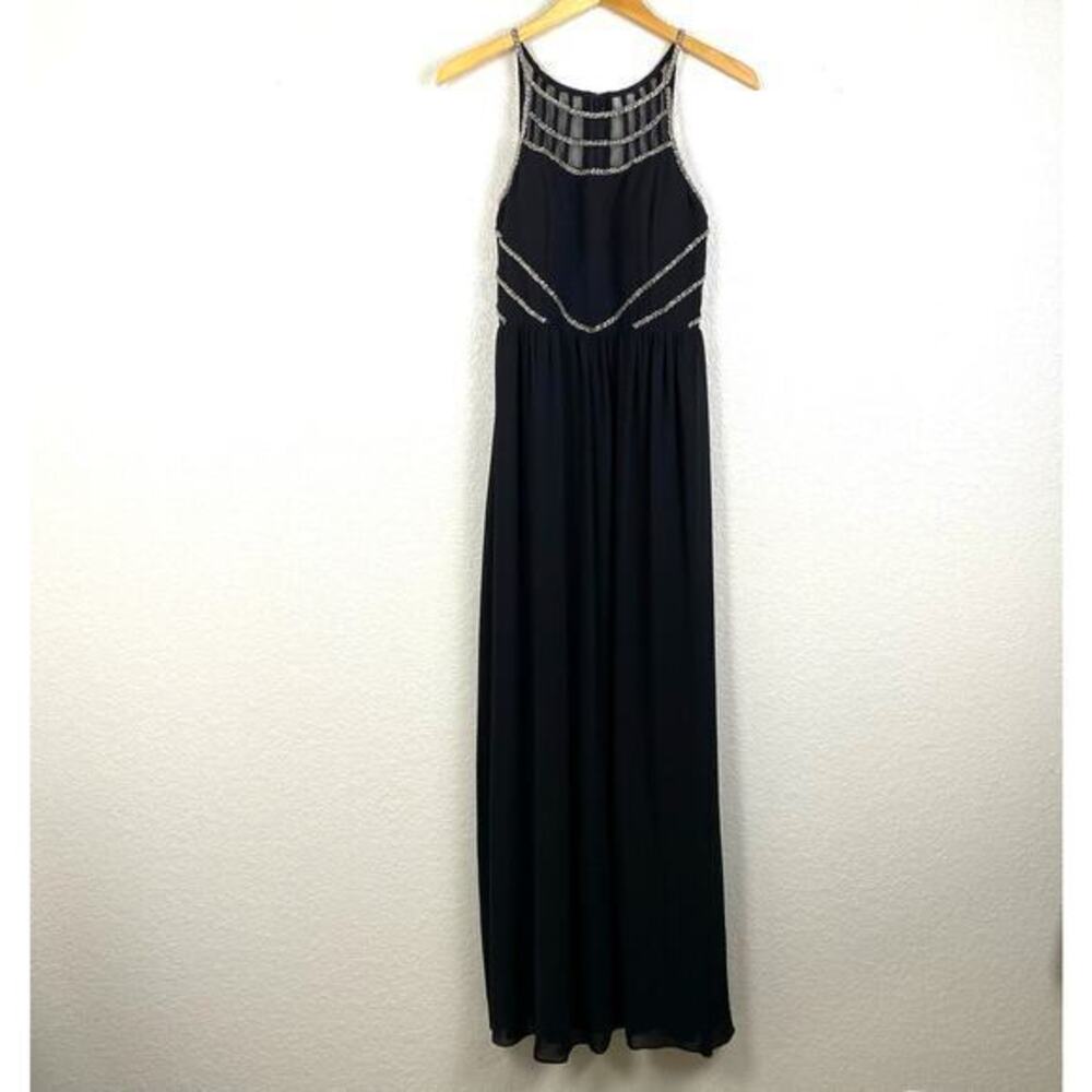 GB Gianni Bini Dress Womens‎ M Black Chiffon Beaded Dark Romance Whimsigoth